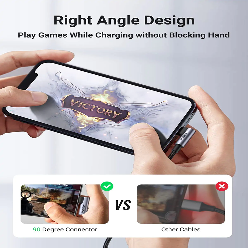 UGREEN USB-C to Angled Lightning Cable Aluminum Shell Braided 2m (Black) UGREEN USB-C to Angled Lightning Cable Aluminum Shell Braided 2m (Black)